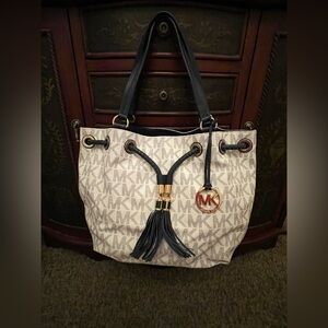 Michael Kors Blue and White Shoulder Bag